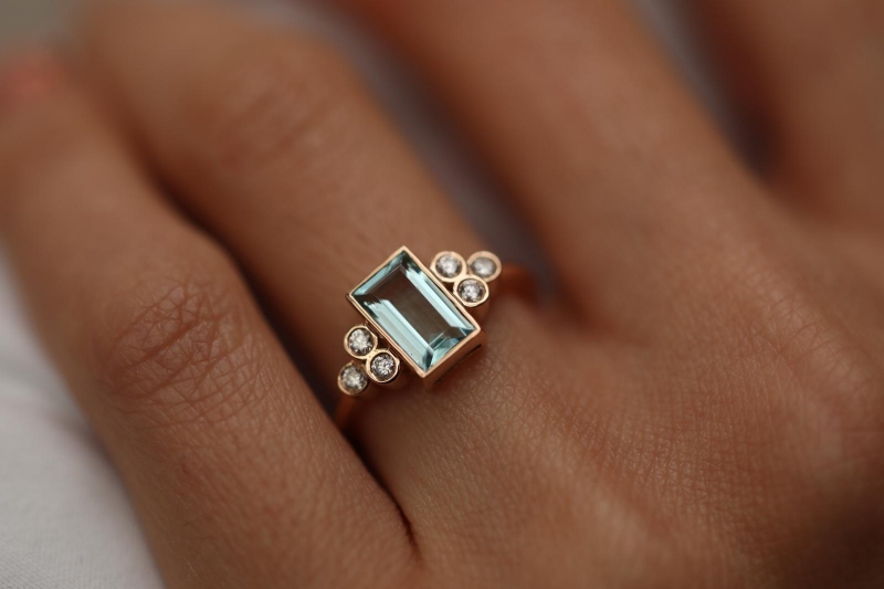 Pırlanta ve Aquamarine Birleşimi - 3