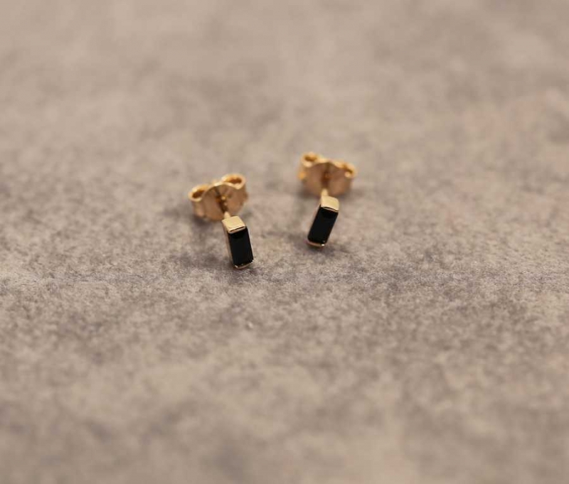 Siyah Swarovski Taşlı Baget Küpe (2)